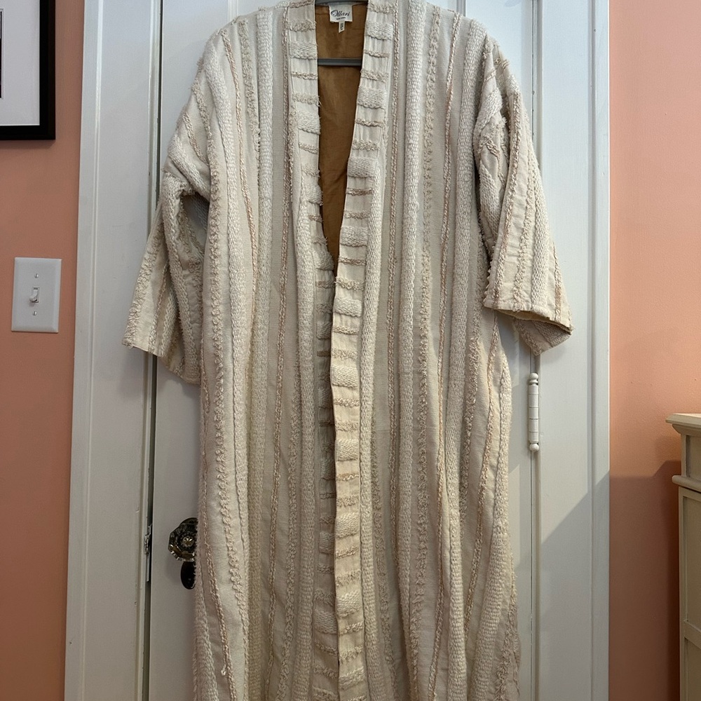 Anthropologie x Ollari Cream Striped kimono duster sz M - Picture 2 of 12